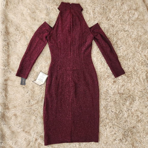 RACHEL Rachel Roy Women's‎ Simone Metallic Cold Shoulder Midi Dress Size Large - Picture 12 of 16